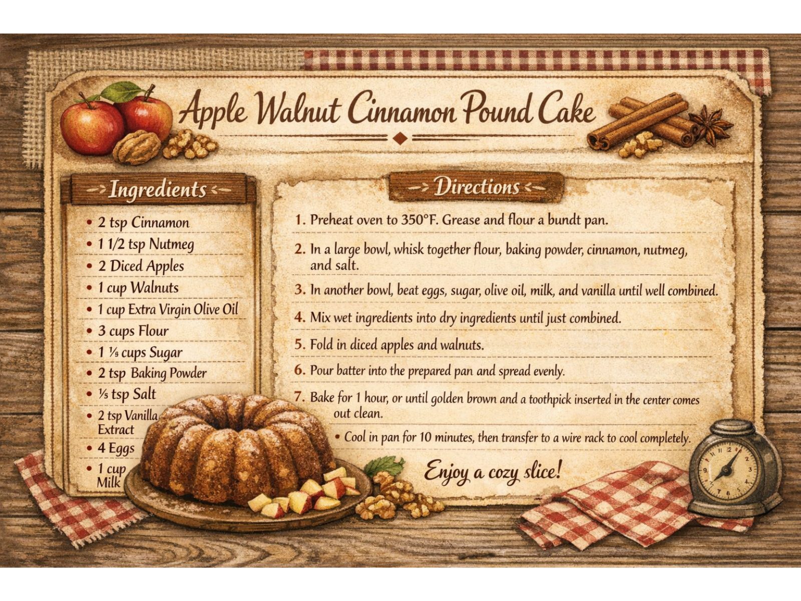 Apple Walnut Cinnamon Pound Cake