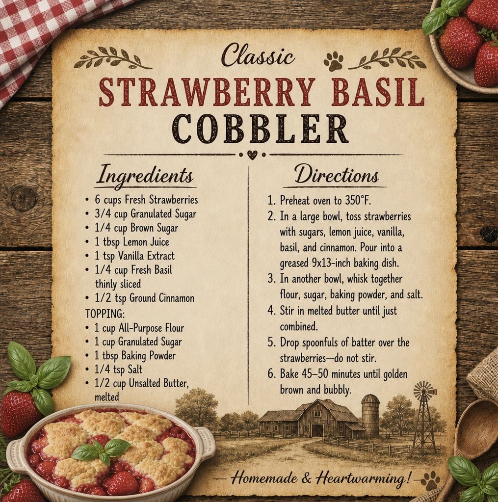 Classic Strawberry Basil Cobbler