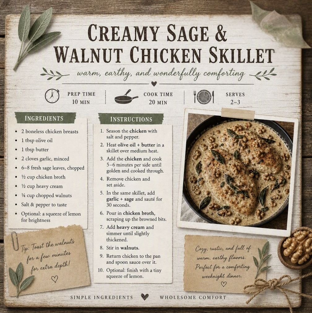 Creamy Sage & Walnut Chicken Skillet