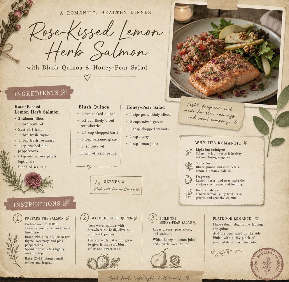 Rose-Kissed Lemon Herb Salmon