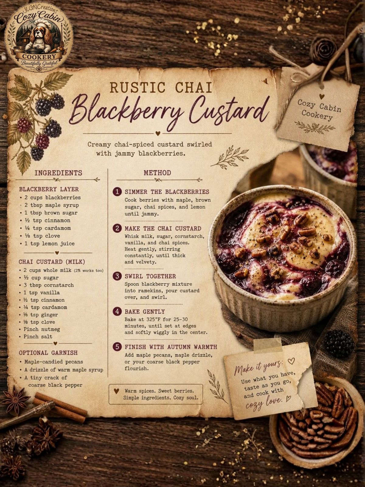 Rustic Chai Blackberry Custard