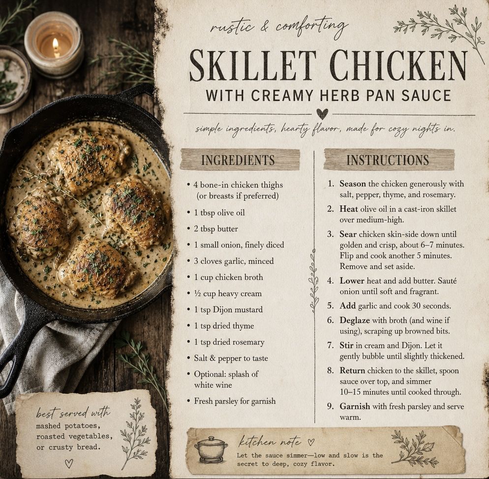 Skillet Chicken with Creamy Herb Pan Sauce