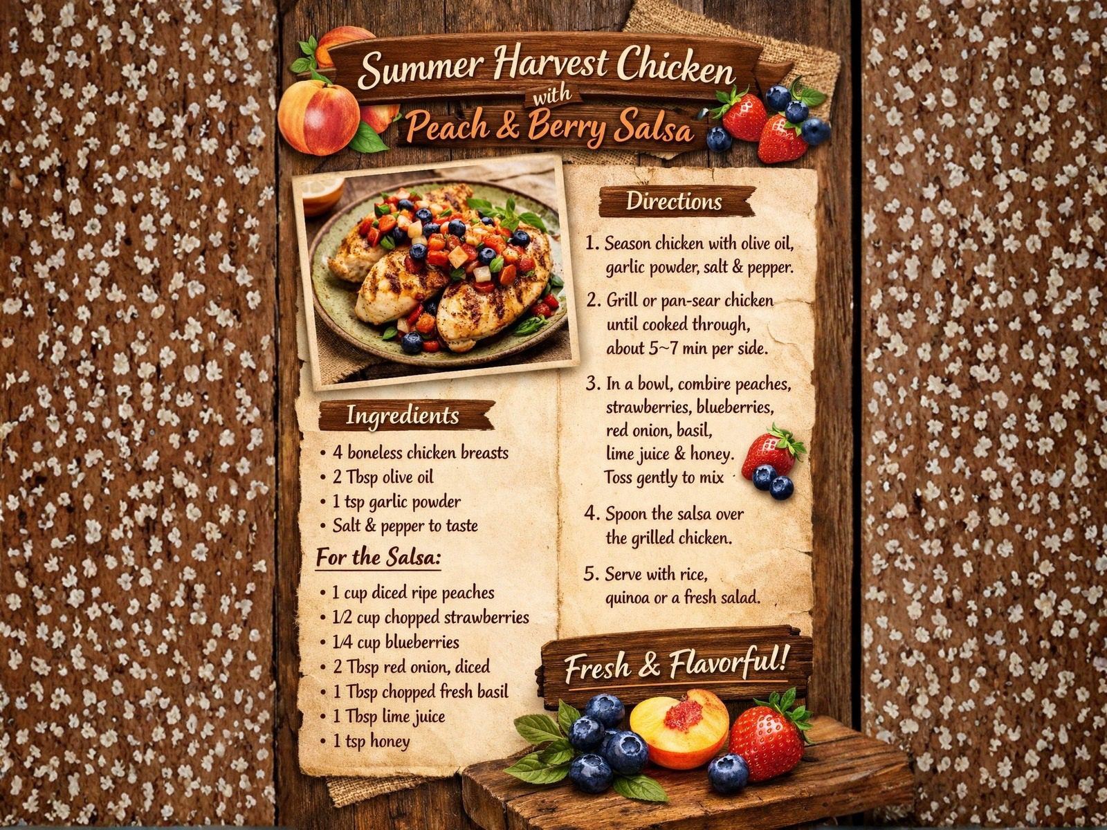 Summer Harvest Chicken with Peach & Berry Salsa